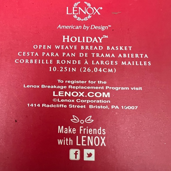 NIB Vtg Lenox Holiday Open Weave Bread Basket - Picture 6 of 7